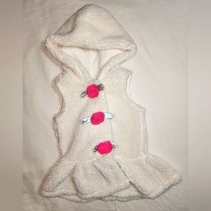 2T White hooded vest with flowers.